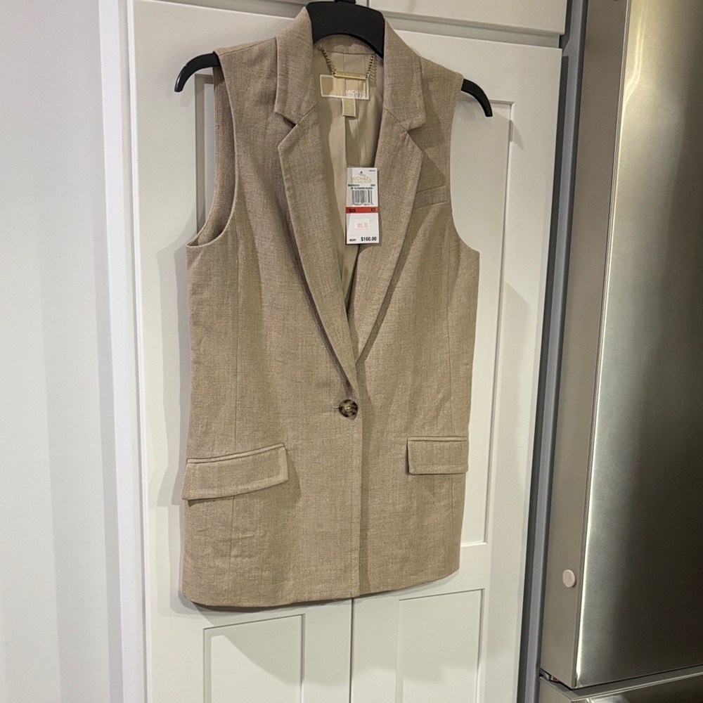 Tan linen Michael Kors Sleeveless Vest
XSmall